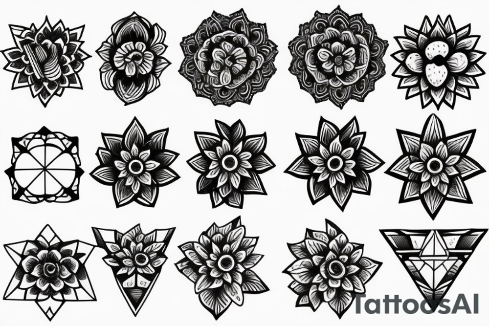 Tattoo sketch flowers geometry and ornaments tattoo idea