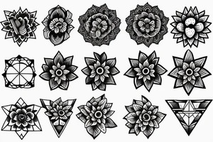 Tattoo sketch flowers geometry and ornaments tattoo idea