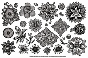 Tattoo sketch flowers geometry and ornaments tattoo idea
