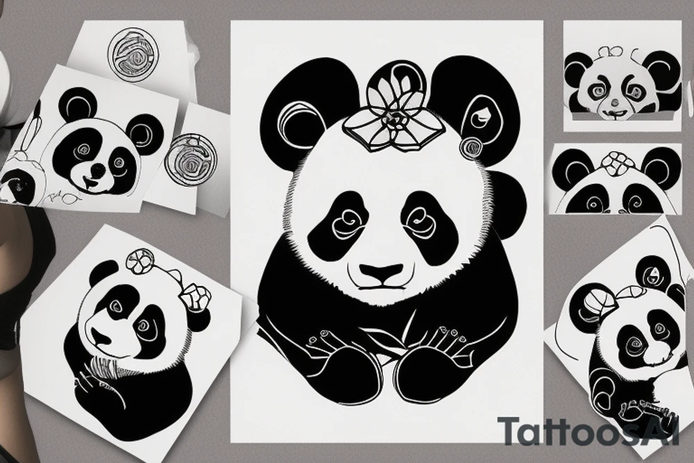 Panda on the bambook tattoo idea