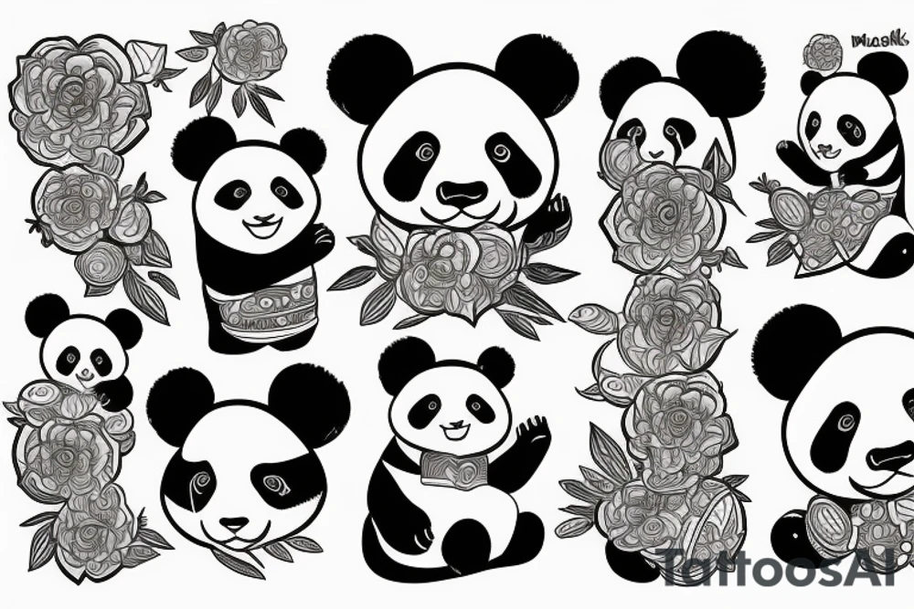 Panda on the bambook tattoo idea