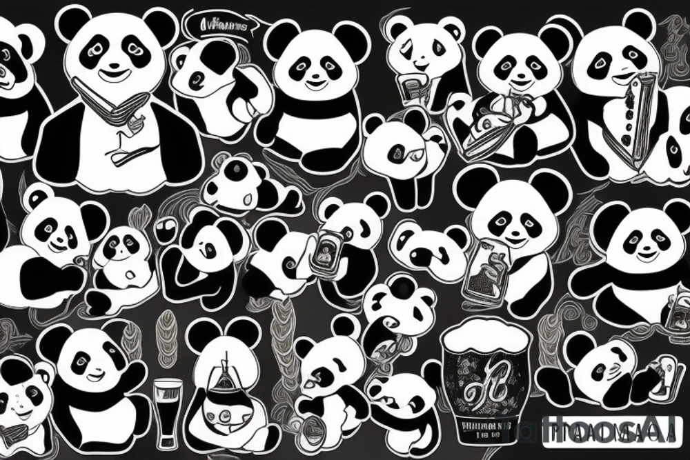 Panda with beer tattoo idea