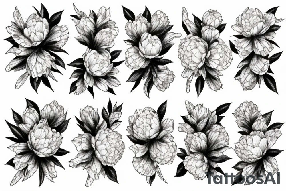 Peonies Whip shading tattoo idea