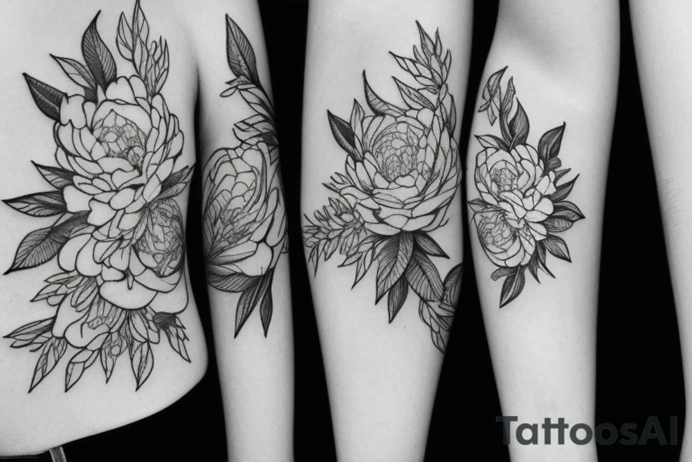 Peonies Whip shading tattoo idea