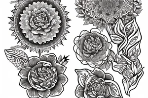 Peonies + mandalas tattoo idea