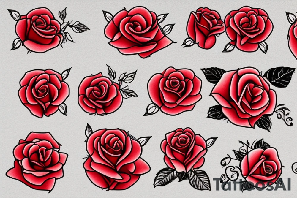 Red rose with clock tattoo idea