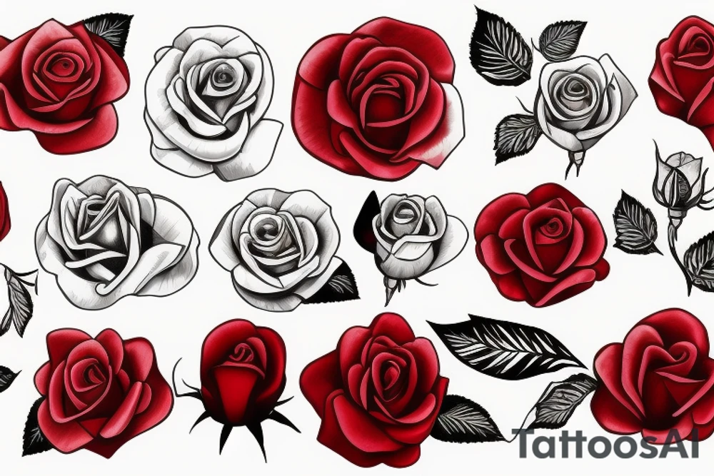 Red rose and tattoo above it tattoo idea