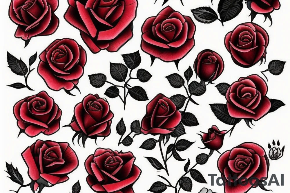 Red rose and tattoo above it tattoo idea
