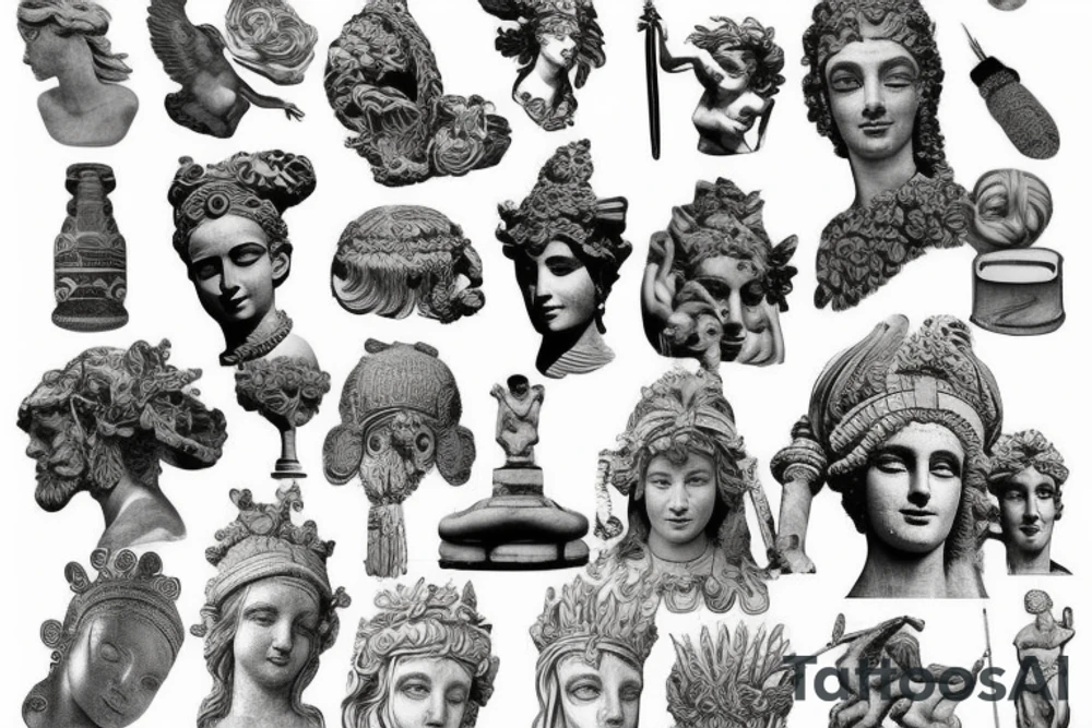 Antiquity, statues, gods tattoo idea