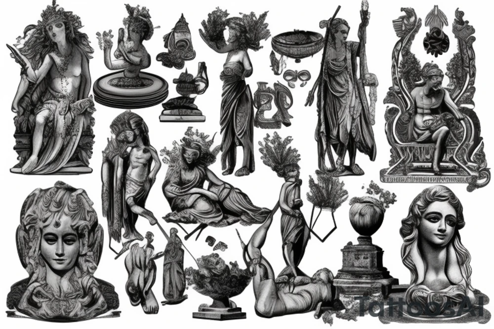 Antiquity, statues, gods tattoo idea