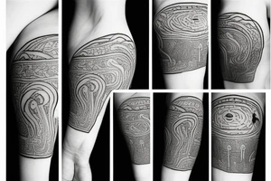 simple fine line tattoo, some viking ruins, some vikings, astro stuff tattoo idea
