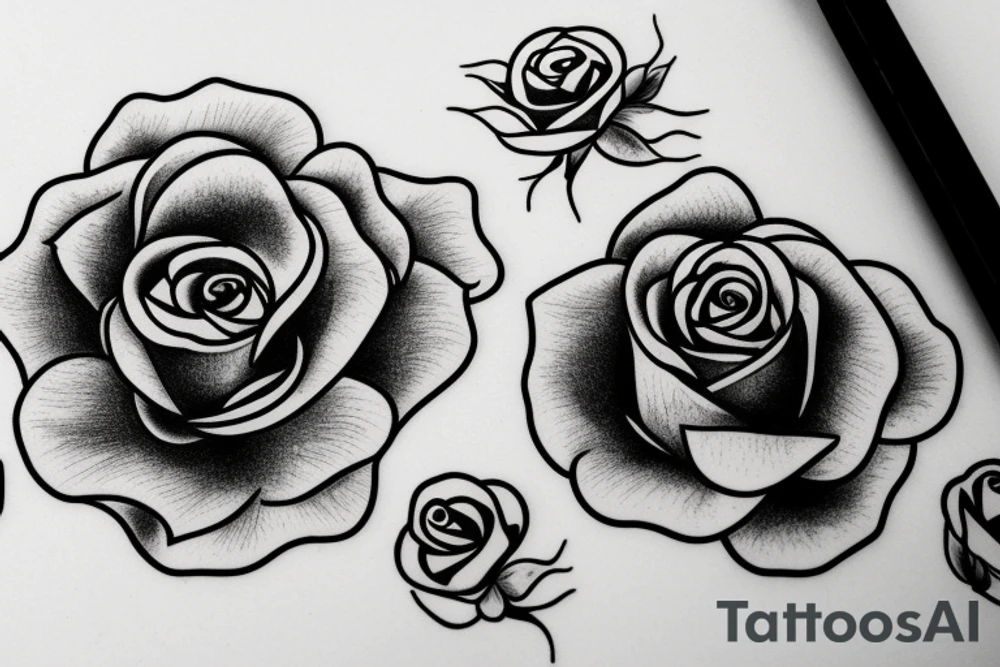 A rose in three stages of bloom tattoo idea
