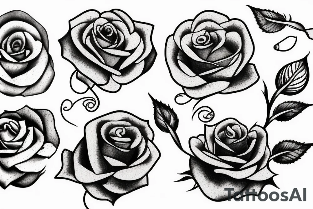 A rose in three stages of bloom tattoo idea