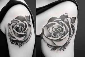 Snowy mountains, a musical symbol and a rose tattoo idea