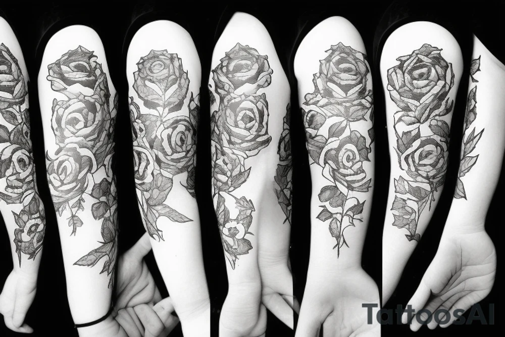 a small rose, a tree and a mountain tattoo idea a small rose, a tree and a mountain tattoo idea