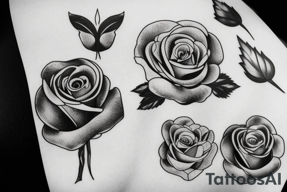 a small rose, a tree and a mountain tattoo idea a small rose, a tree and a mountain tattoo idea