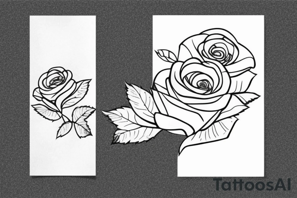 a rose below a tree with a mountain in the background tattoo idea