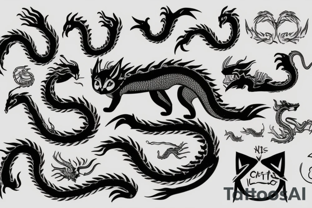 Cat turns to dragon tattoo idea