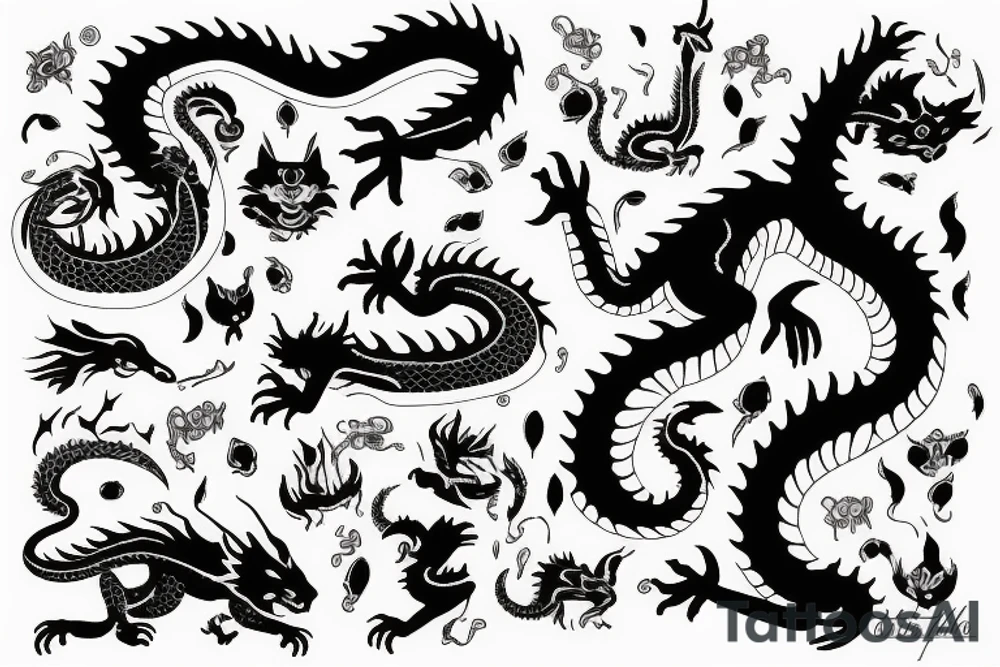 Cat turns to dragon tattoo idea