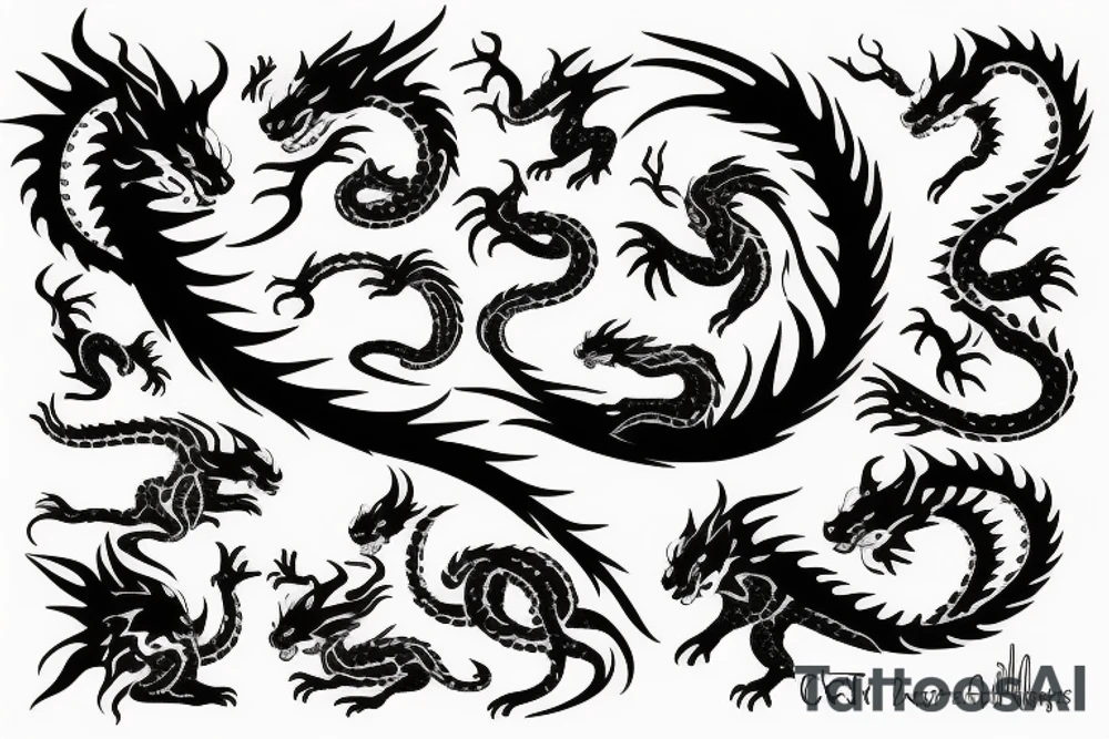 Cat and dragon tattoo idea