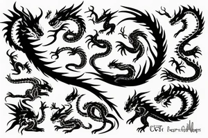 Cat and dragon tattoo idea