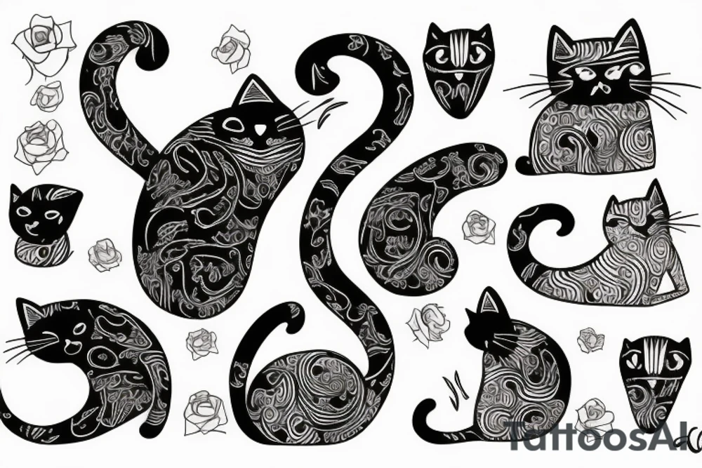Cat and gemini tattoo idea