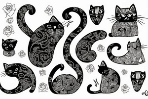 Cat and gemini tattoo idea