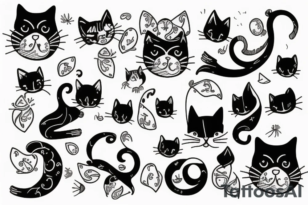 Cat and gemini tattoo idea