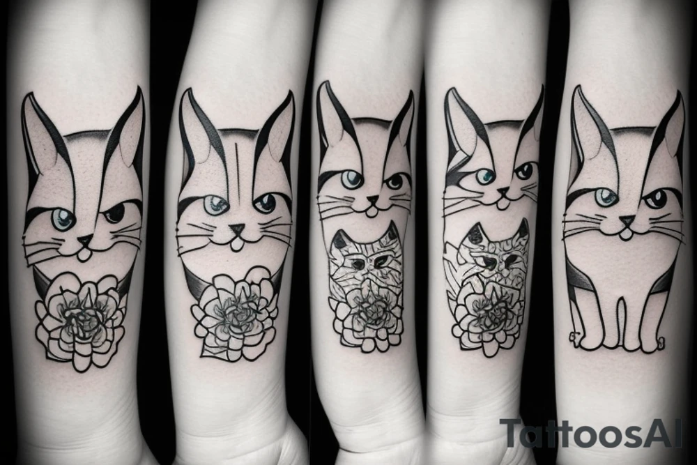 Twin cats tattoo idea