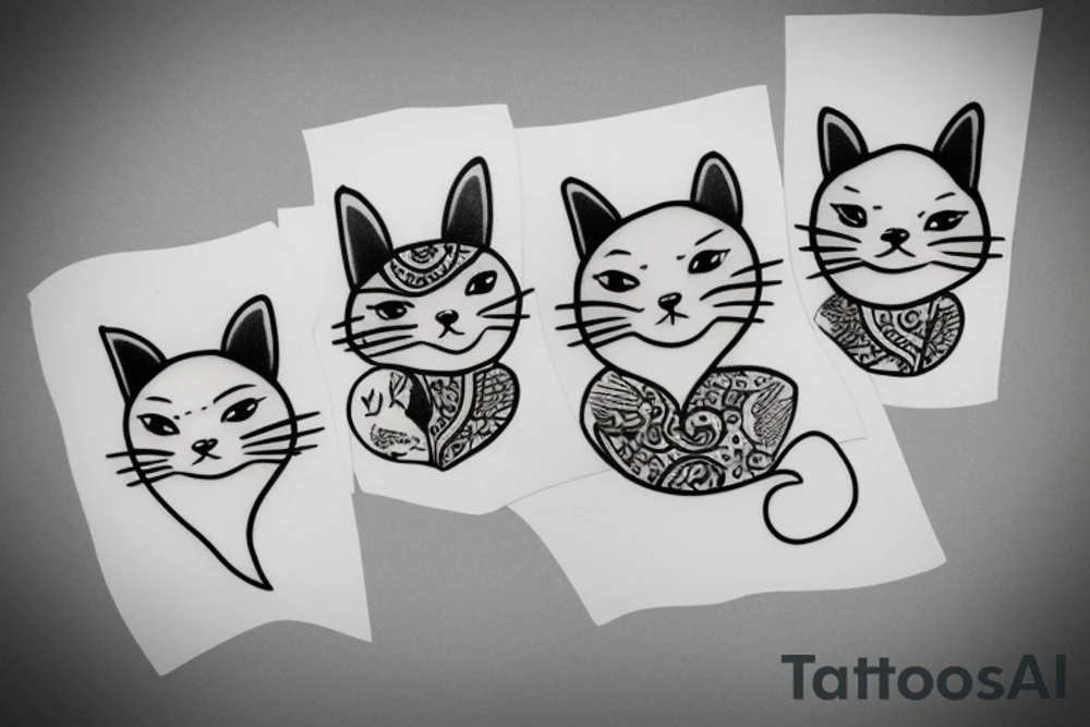 Twin cats tattoo idea