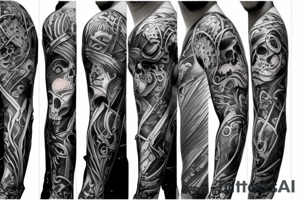 Full sleeve symbolizing death tattoo idea