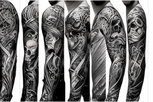 Full sleeve symbolizing death tattoo idea