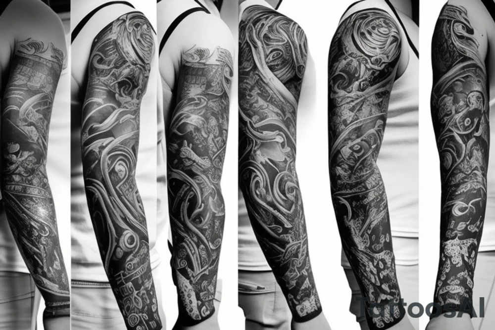 Full sleeve symbolizing life tattoo idea