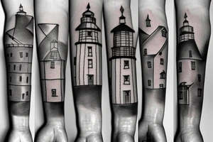 lighthouse simple mini tattoo idea