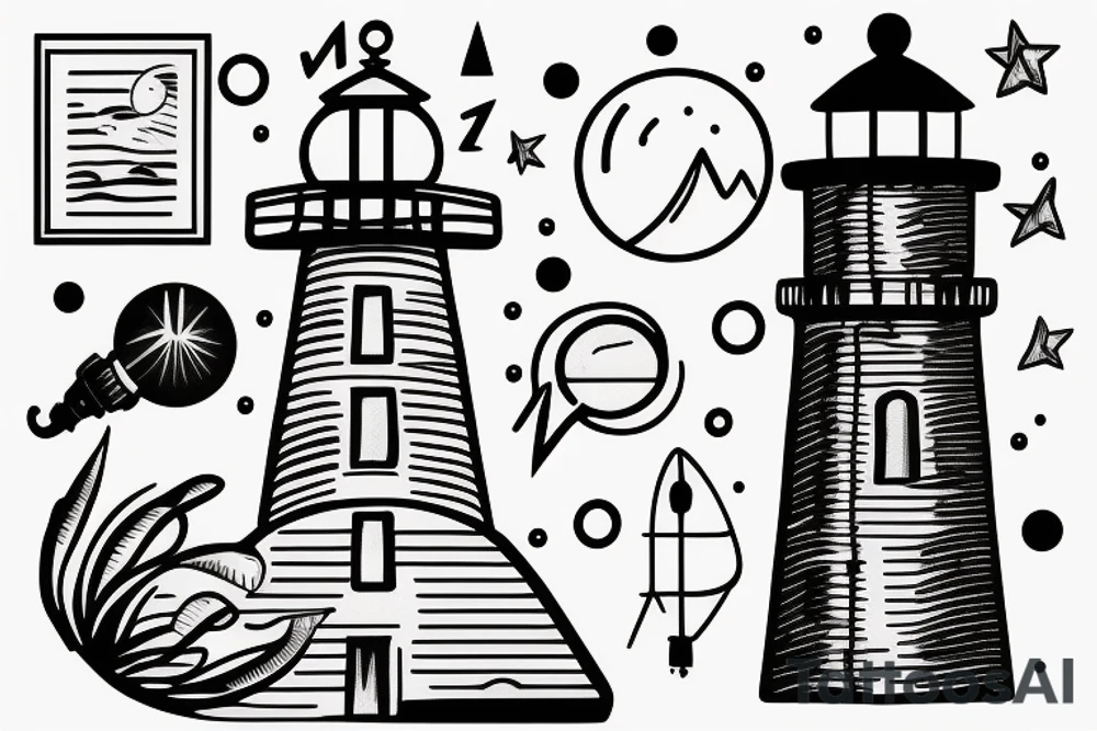 lighthouse simple mini tattoo idea