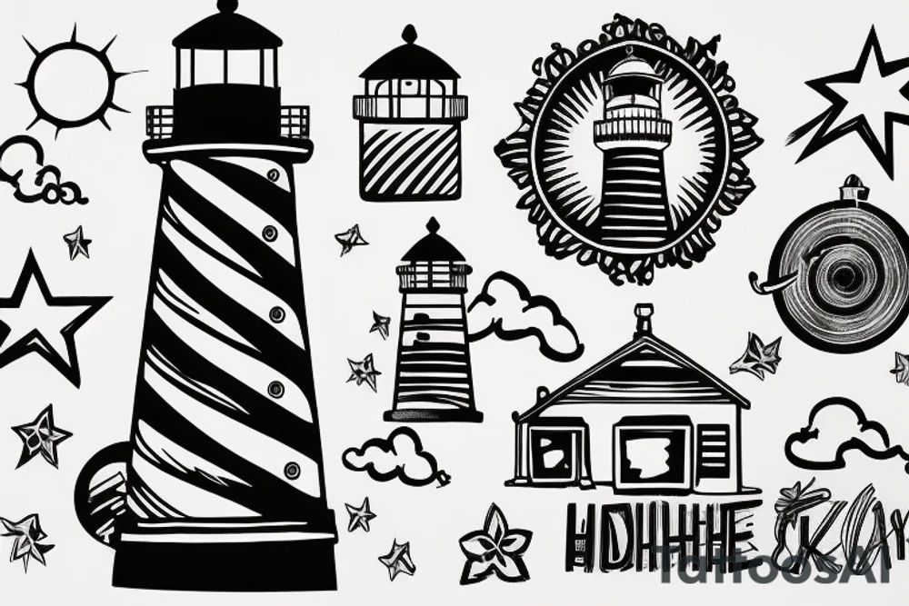 lighthouse  sky tattoo idea