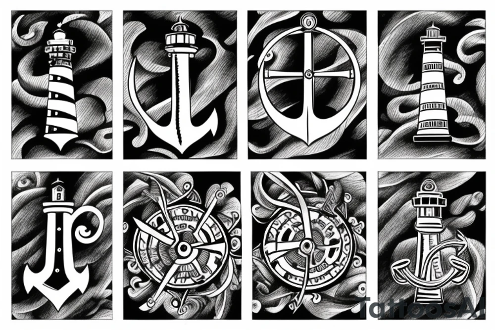 lighthouse  anchor tattoo idea