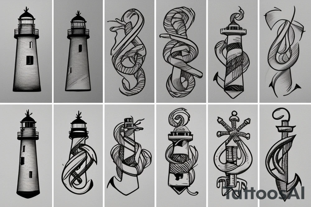 lighthouse  anchor tattoo idea