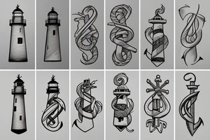 lighthouse  anchor tattoo idea