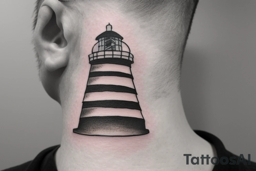 lighthouse  light neck tattoo idea