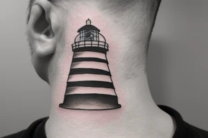 lighthouse  light neck tattoo idea