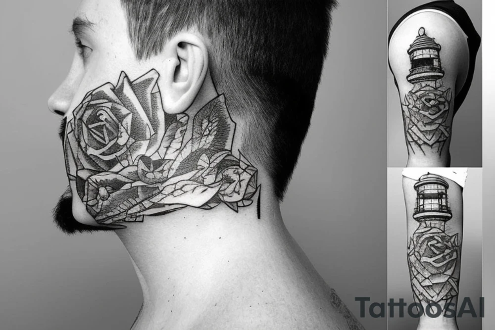 lighthouse  light neck tattoo idea