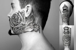 lighthouse  light neck tattoo idea