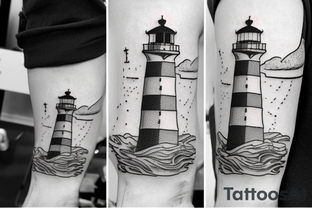 lighthouse  neck small tattoo idea