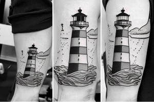 lighthouse  neck small tattoo idea