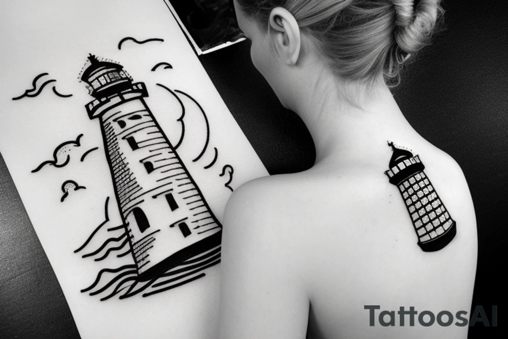 lighthouse  neck small tattoo idea