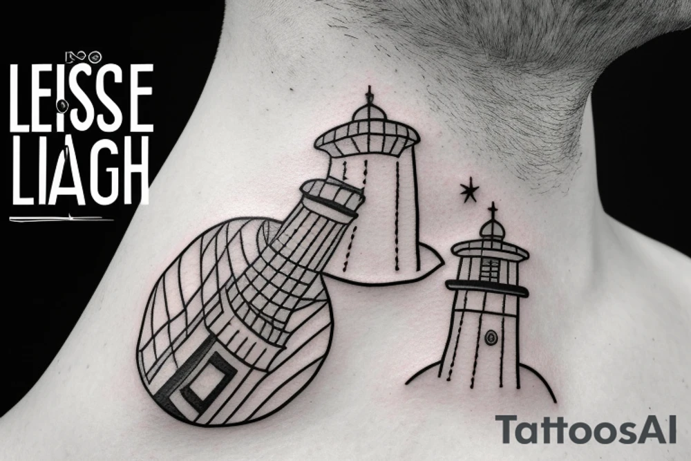 lighthouse  neck small tattoo idea