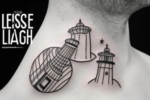 lighthouse  neck small tattoo idea