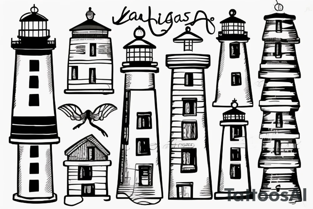 lighthouse  neck small tattoo idea