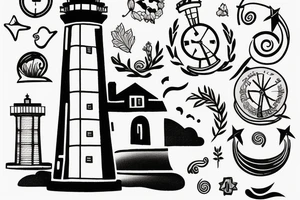 lighthouse  neck small tattoo idea
